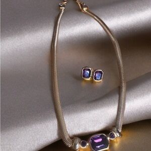 Dior Purple and Silver Necklace Set